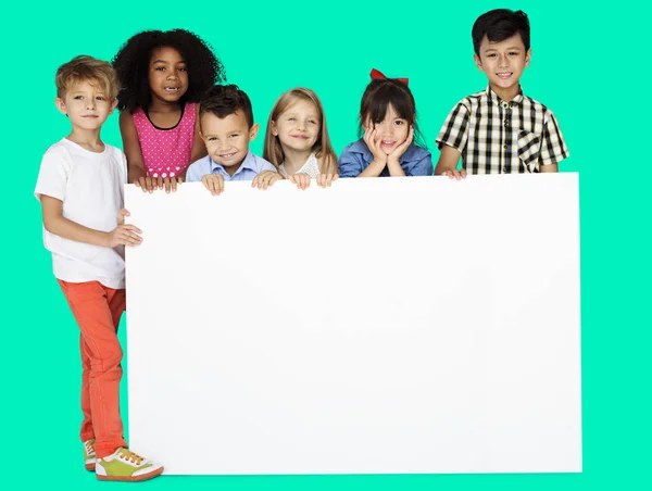 Kids Showing Copyspace Board — Stock Photo, Image