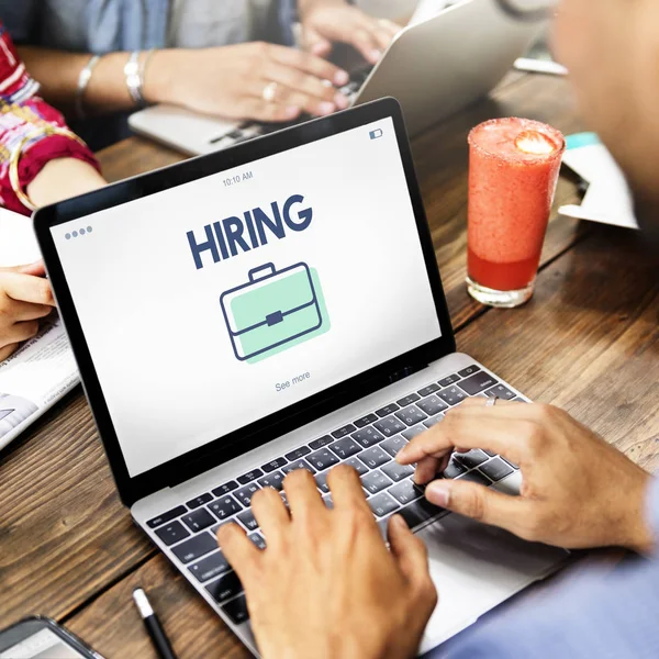 Cropped shot of man using laptop — Stock Photo, Image