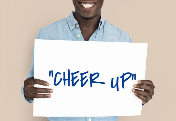 Man holding placard — Stock Photo, Image