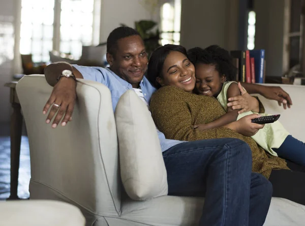 family watching tv