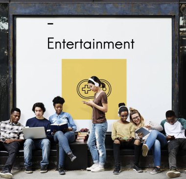 Genç öğrenciler afişini siting 