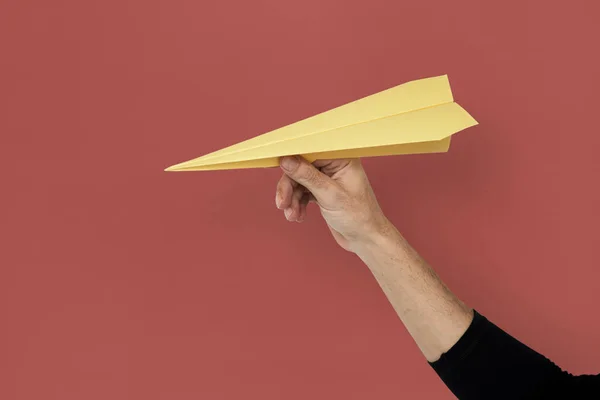 Avión de Papercraft de mano humana — Foto de Stock