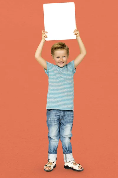 Boy holding Placard — Stock Photo, Image