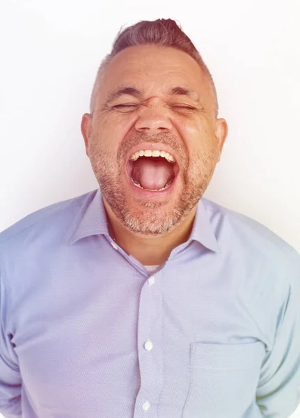 Adult man with opened mouth — Stock Photo, Image