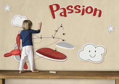 Tebeşir ile kara tahta çizim kız