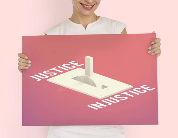 Woman holding placard — Stock Photo, Image