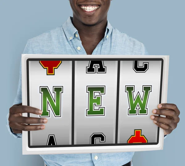 Man holding placard — Stock Photo, Image