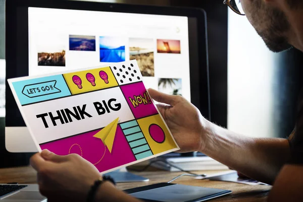 Man holding paper blank — Stock Photo, Image