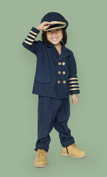 Хлопчик з пілотною роботою мрії — стокове фото
