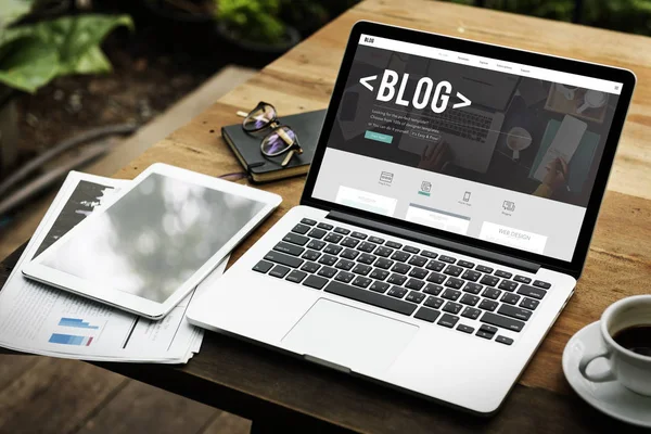 Laptop and digital tablet on workplace — Stock Photo, Image