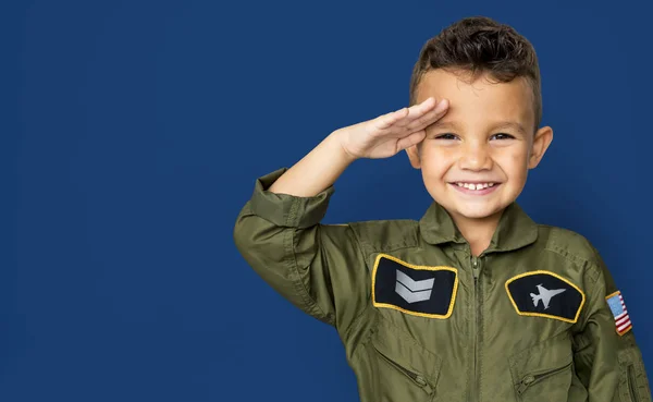 Little boy with pilot dream job — Stock Photo, Image
