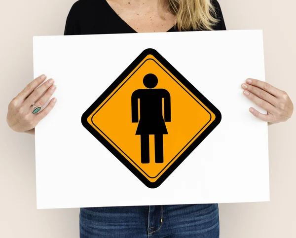 Woman holds placard — Stock Photo, Image