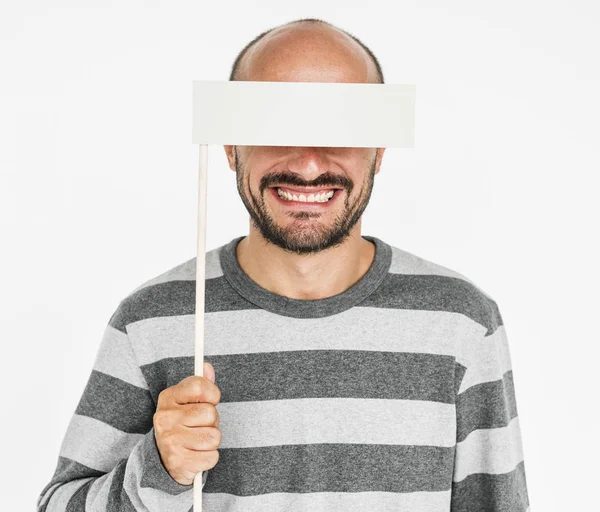 Homem segurando bandeira de papel — Fotografia de Stock