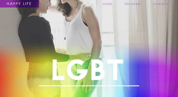Lesbisk par umgås hemma — Stockfoto