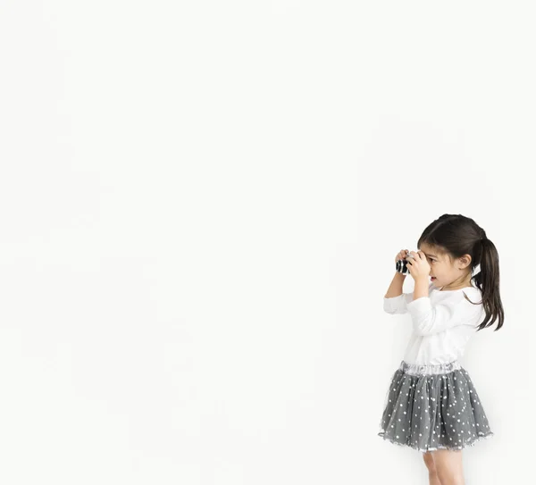 Malá dívka focením — Stock fotografie