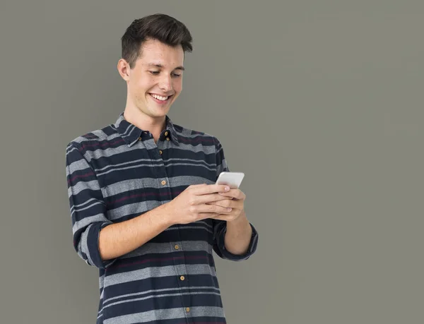 Young Man Using Phone — Stock Photo, Image