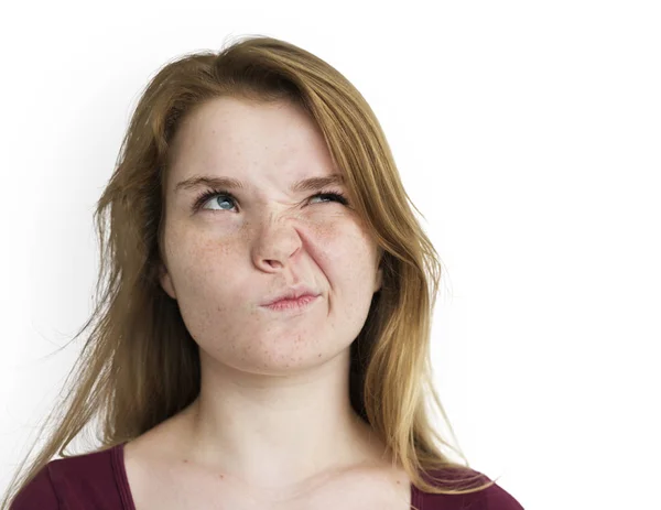 Girl with funny face expression — Stock Photo, Image