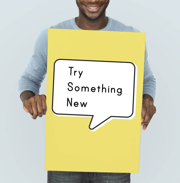 African Man holding banner