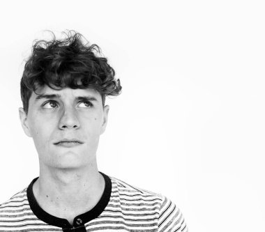 Yüz ifadesi düşünme ile adam