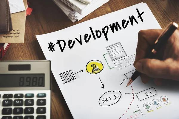 Desenho manual Conceito de desenvolvimento — Fotografia de Stock