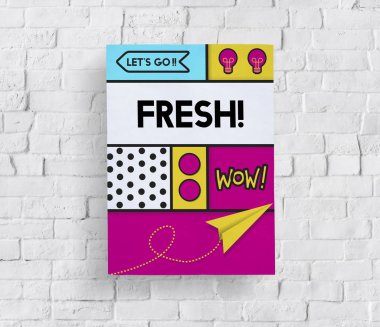 reklam banner beyaz tuğla duvar