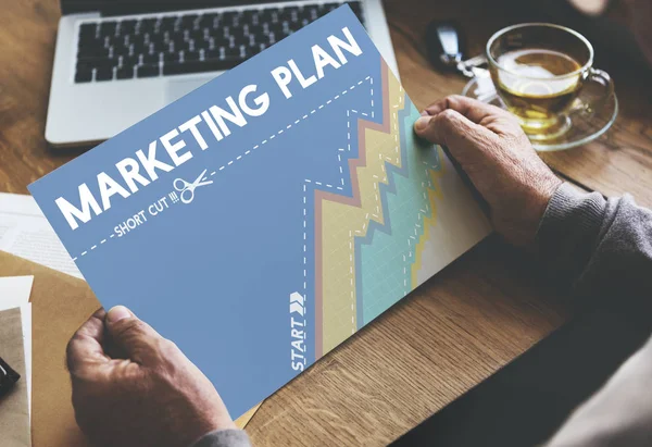 Card with Marketing plan concept — Stock Photo, Image