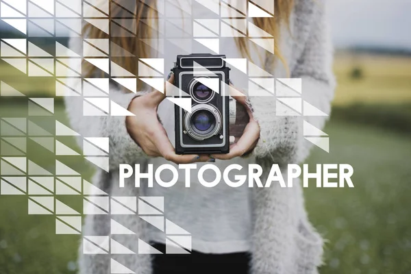 Woman with vintage camera — Stock Photo, Image