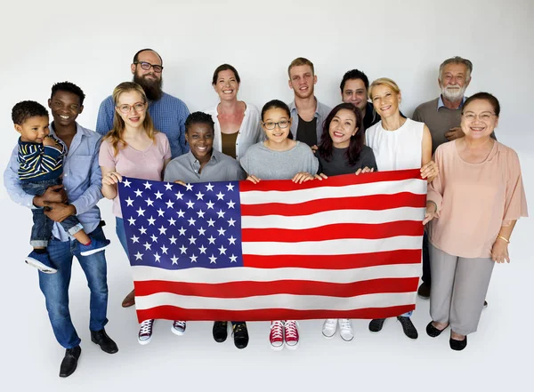 People multiracial with country flag — Stock Photo, Image