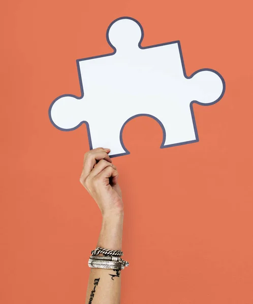 Puzzle con mano in mano — Foto Stock