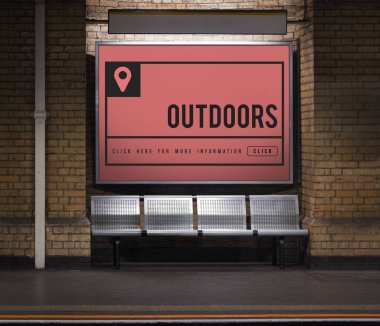 Otobüs durağı koltuklar ve reklam kurulu