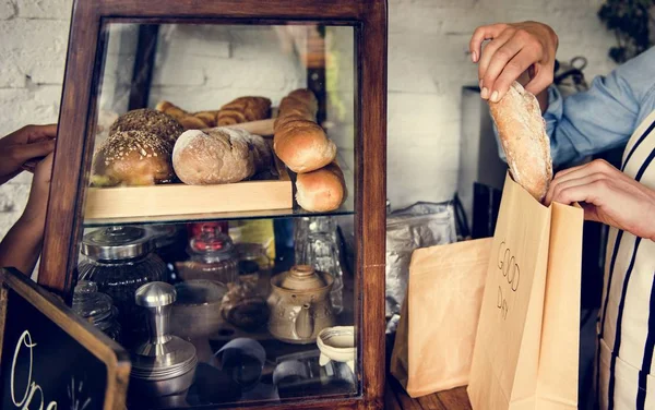 Man Hand Picking Baked Bread, original photoset