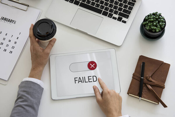 man using digital tablet