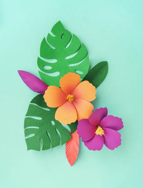 Plantas y hojas tropicales artesanales — Foto de Stock