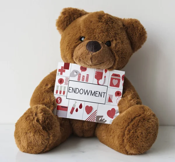Teddy Bear speelgoed en papieren kaart — Stockfoto