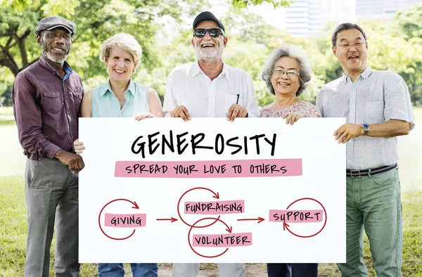 People holding informational board — Stock Photo, Image