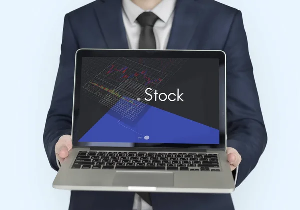 Businessman Showing Laptop — Stock fotografie