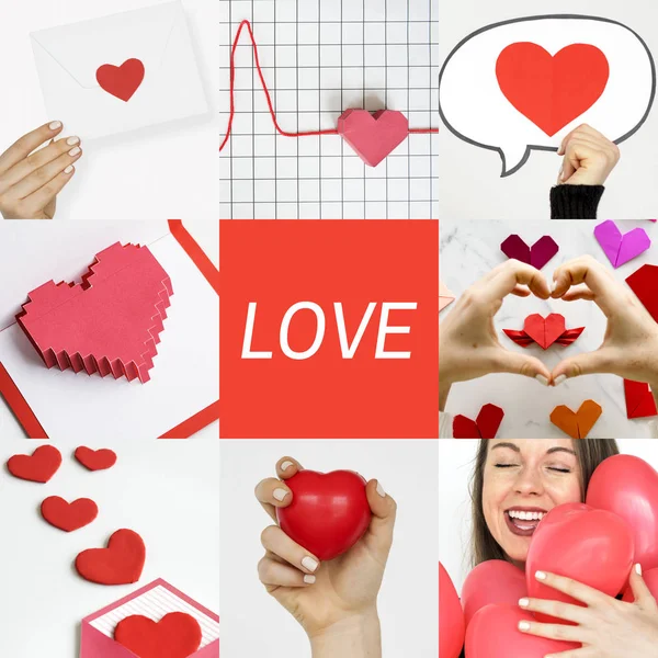 Happy woman with love and hearts — Stock Photo, Image