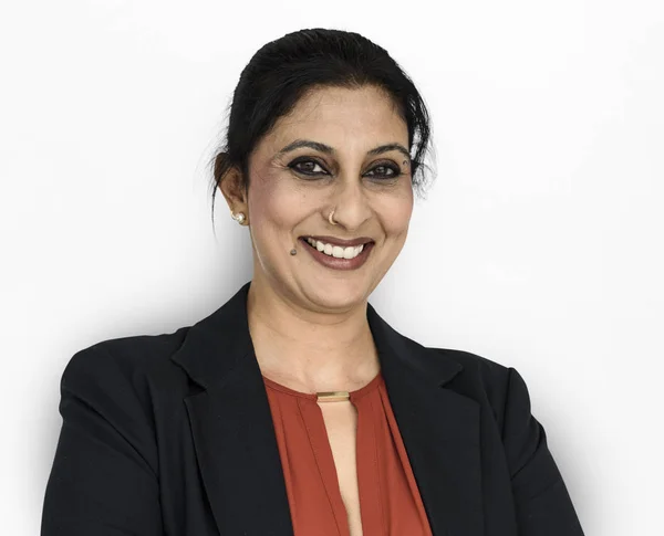 Cheerful business woman in the studio — Stock Photo, Image