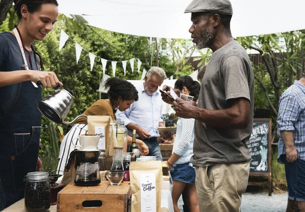 Man Selling Coffee — Stock Photo, Image