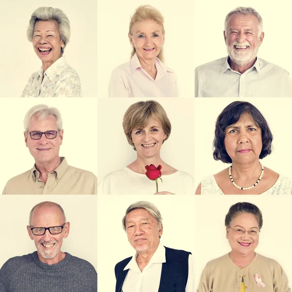 Набор пожилых людей с многообразием — стоковое фото