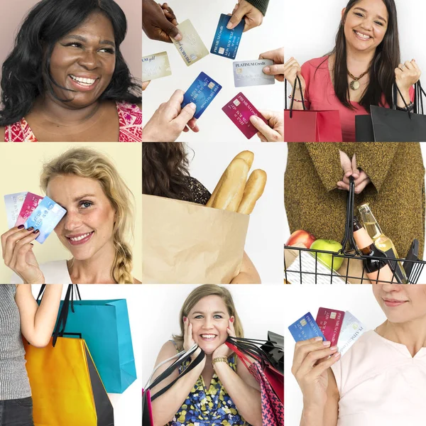 Ποικιλομορφία γυναικών που απολαμβάνουν ψώνια — Φωτογραφία Αρχείου