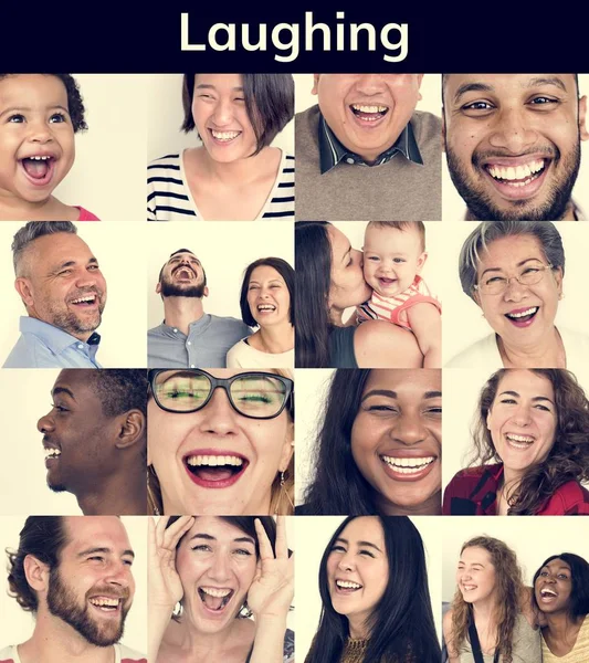 Set of Diversity People Laughing — Stock Photo, Image