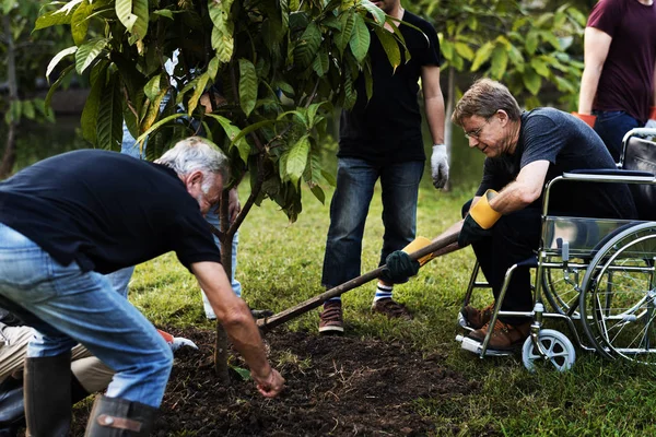 Gente plantando árboles juntos —  Fotos de Stock