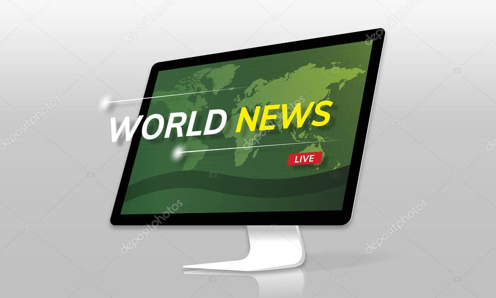 Graphic computer monitor, Internet Concept and text on screen: World News