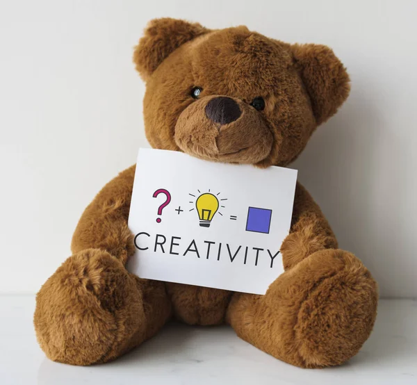 Тедді Ведмідь Іграшка і паперова картка — стокове фото