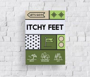 Beyaz tuğla duvara afiş 