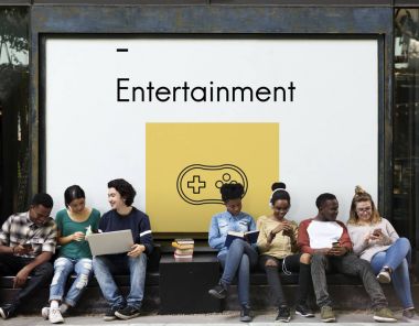 Genç öğrenciler afişini siting 