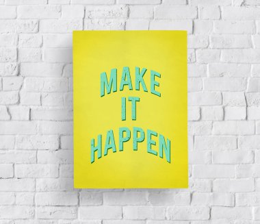 Beyaz tuğla duvara afiş 