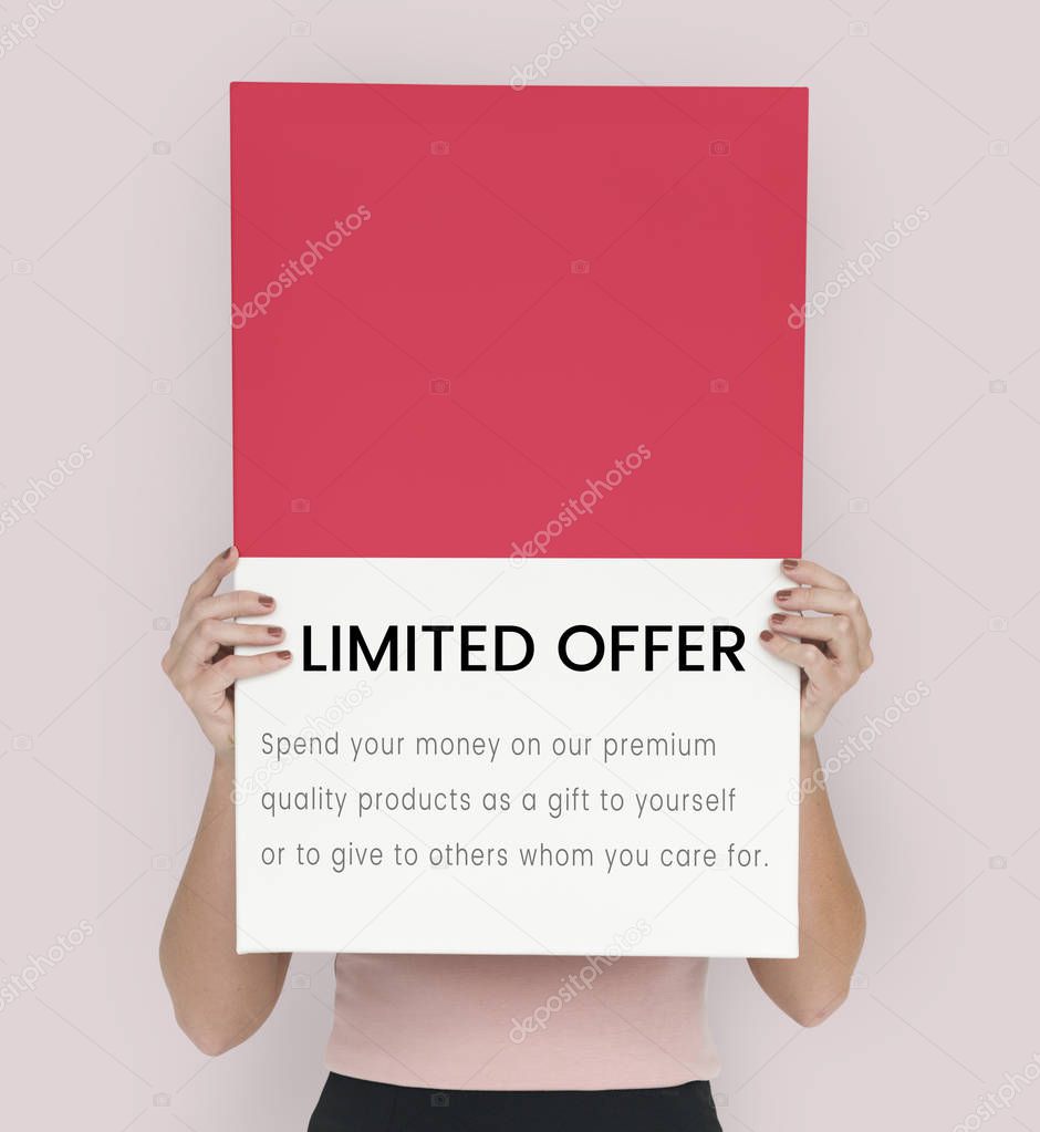 Person holding placard with Limted Offer Concept