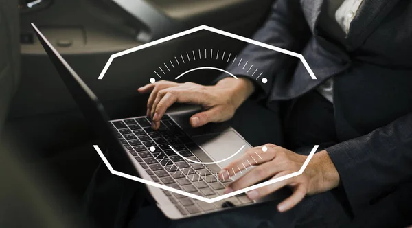 Businessman typing on laptop keyboard — Stock Photo, Image